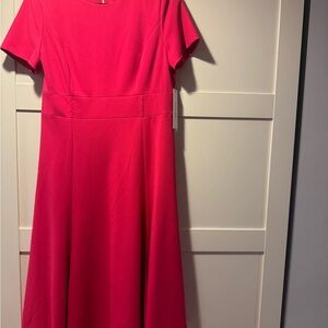 Calvin Klein Vibrant Pink Midi Dress with gold zipper